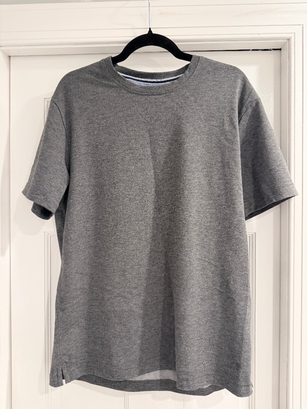 Land's End Men's Charcoal Grey Split Hem Crew-neck T-Shirt Size M